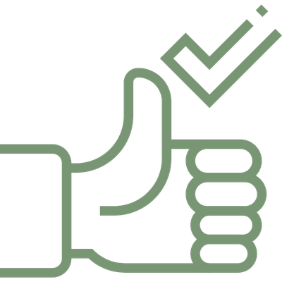 thumbs up with a tick above it